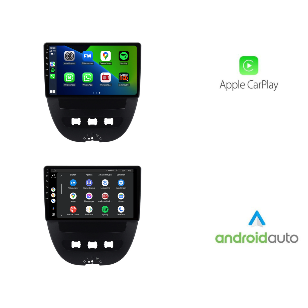 Peugeot 107 | Androide 13 | Radio de coche | 2004 a 2015 | CarPlay y Android Auto