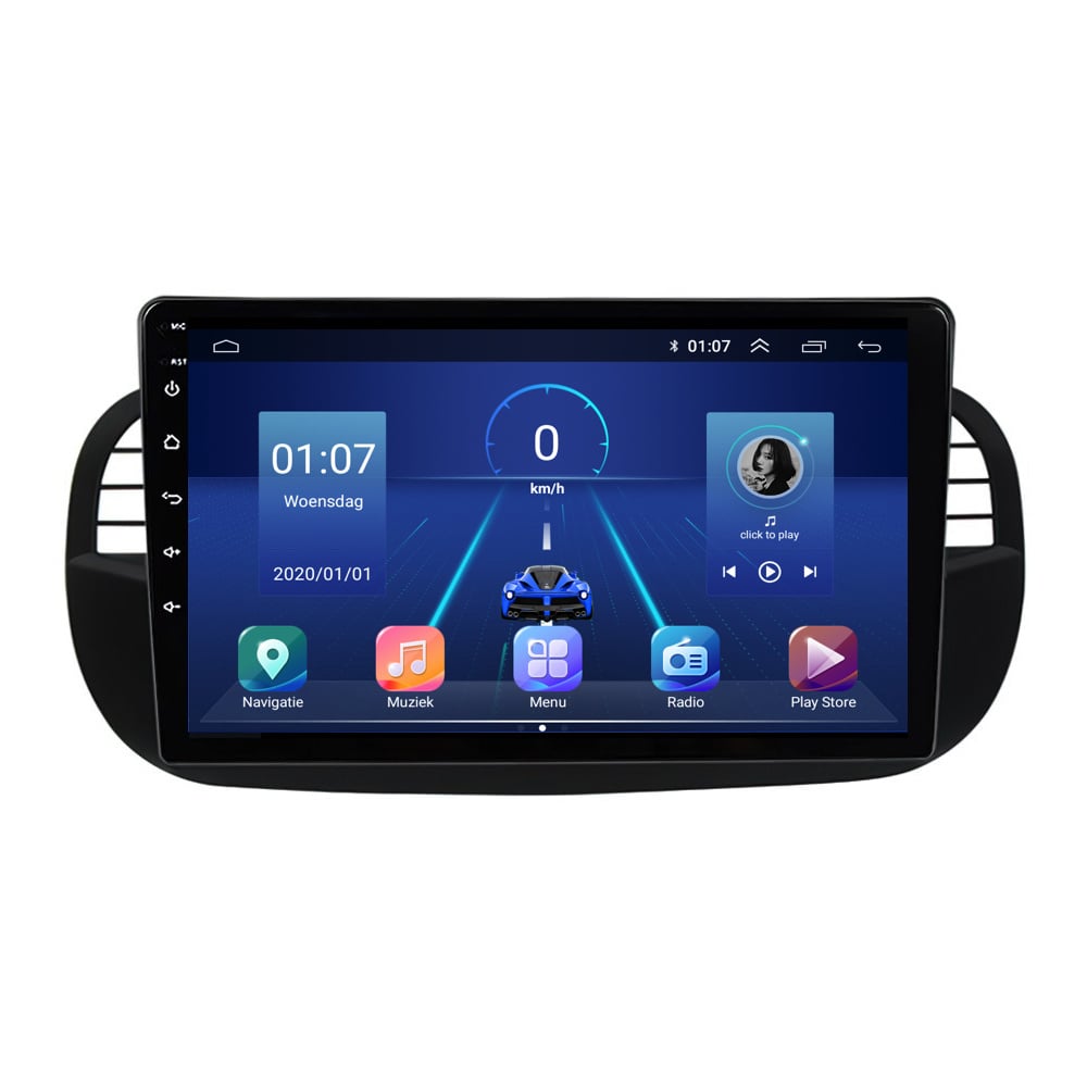 Fiat 500 | Android 13 | Autoradio | 2007 à 2015 | CarPlay & Android Auto | Noir