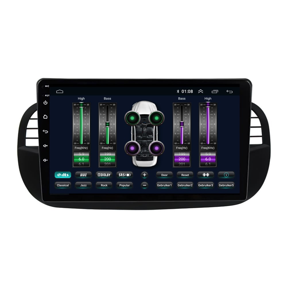 Fiat 500 | Android 13 | Autoradio | 2007 à 2015 | CarPlay & Android Auto | Noir