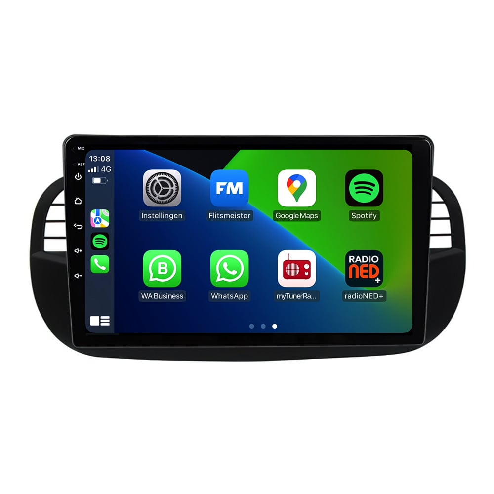 Fiat 500 | Android 13 | Autoradio | 2007 à 2015 | CarPlay & Android Auto | Noir