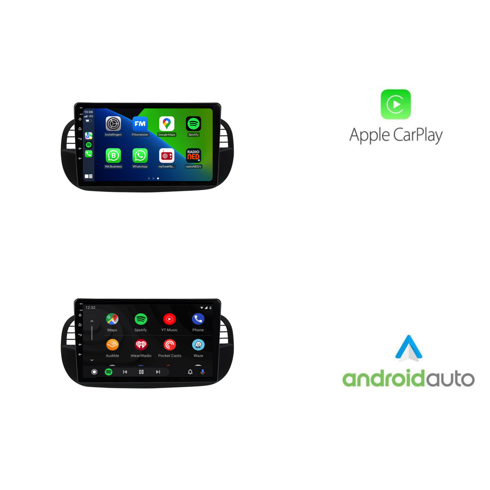 Fiat 500 | Android 13 | Autoradio | 2007 à 2015 | CarPlay & Android Auto | Noir
