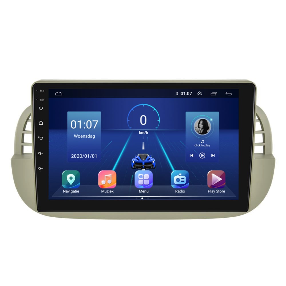 Fiat 500 | Android 13 | Autoradio | 2007 t/m 2015 | CarPlay & Android Auto | Beige