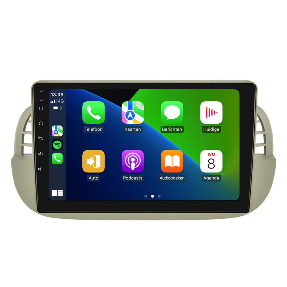 Fiat 500 | Android 13 | Autoradio | 2007 t/m 2015 | CarPlay & Android Auto | Beige