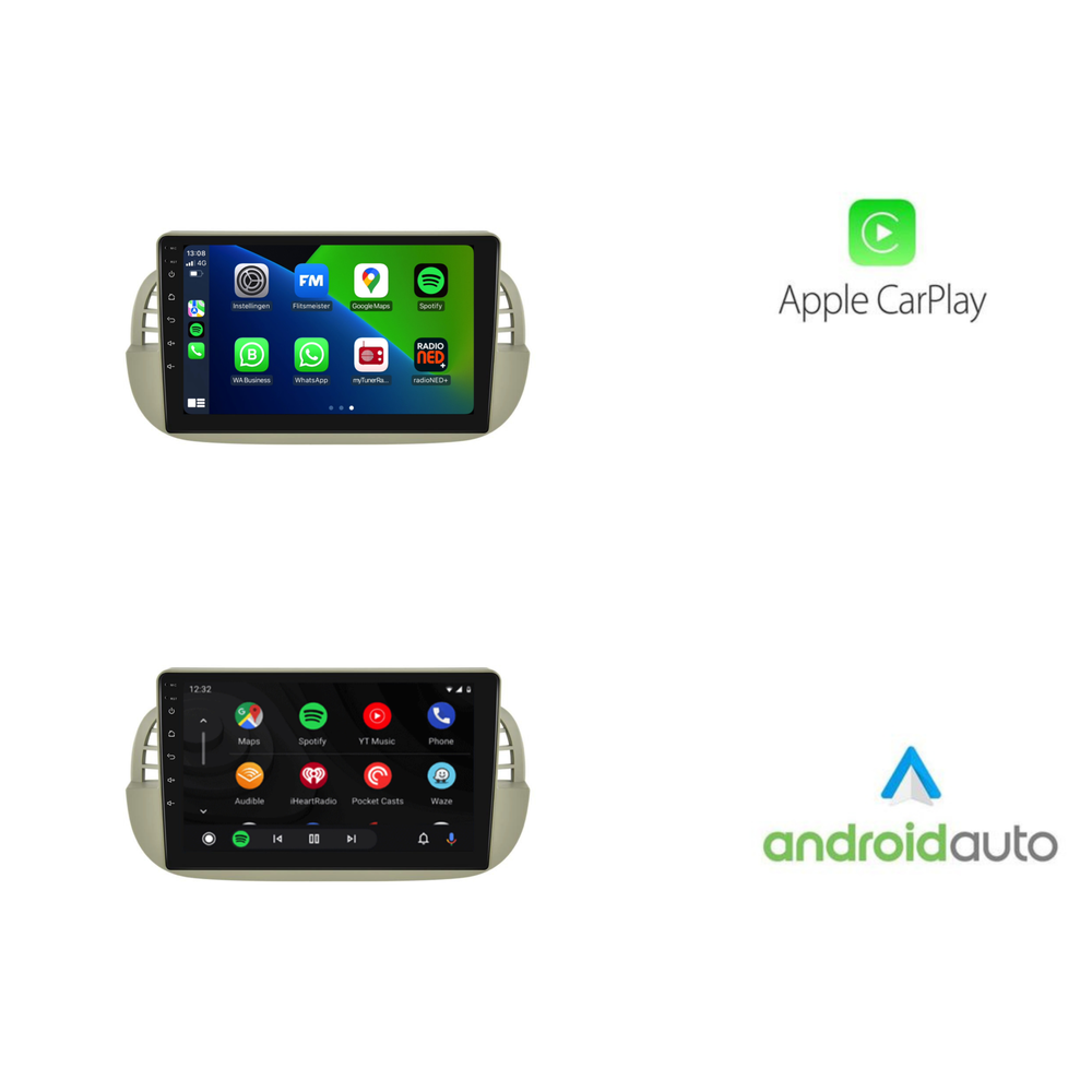Fiat 500 | Android 13 | Autoradio | 2007 t/m 2015 | CarPlay & Android Auto | Beige
