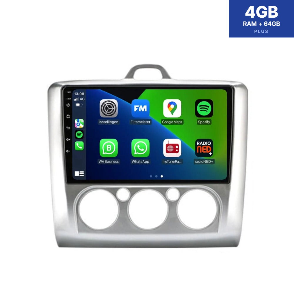 Autoradio Ford Focus avec CarPlay et Android Auto autoradio | 2004–2010 | Android 13 | Davilon | Pour climatisation manuelle
