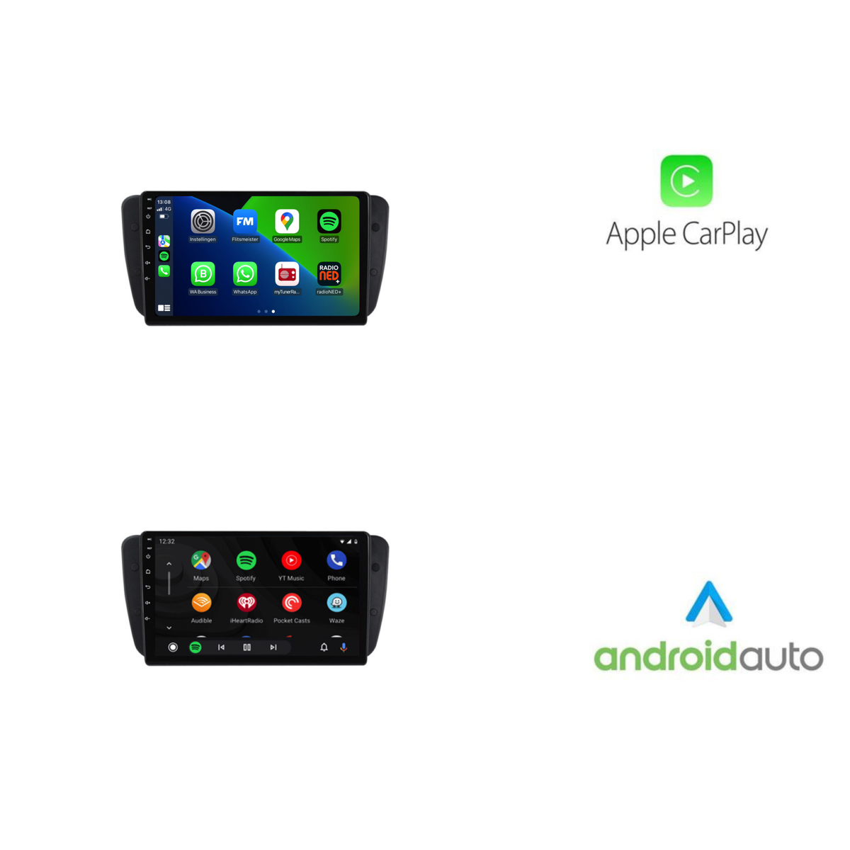 Autoradio Voor Seat Ibiza 2009-2013 – Met Draadloze CarPlay & Android Auto – 2-DIN IPS – Bluetooth/FM/AM/USB – DSP-geluid & Stuurwielbediening