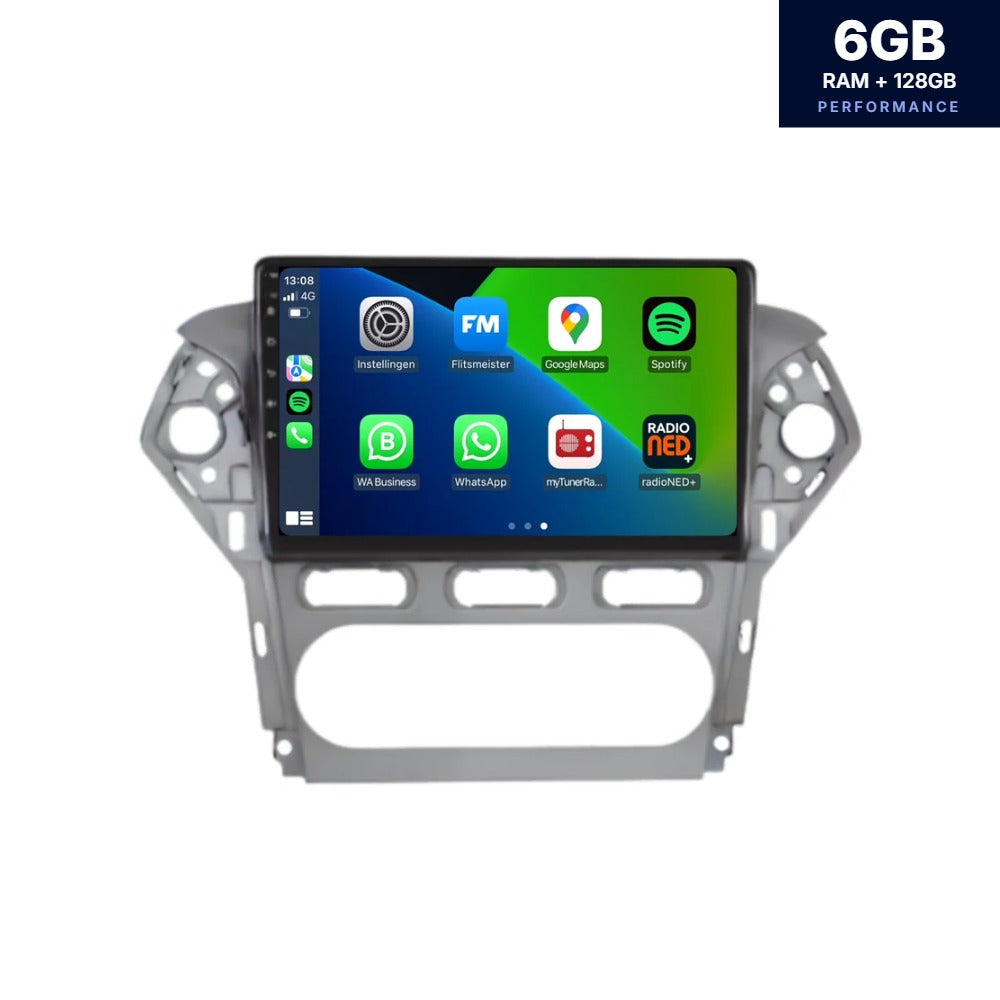 Ford Mondeo CarPlay et Android Auto autoradio | 2007–2014 | Android 13 | Davilon | Gris | Pour climatisation manuelle