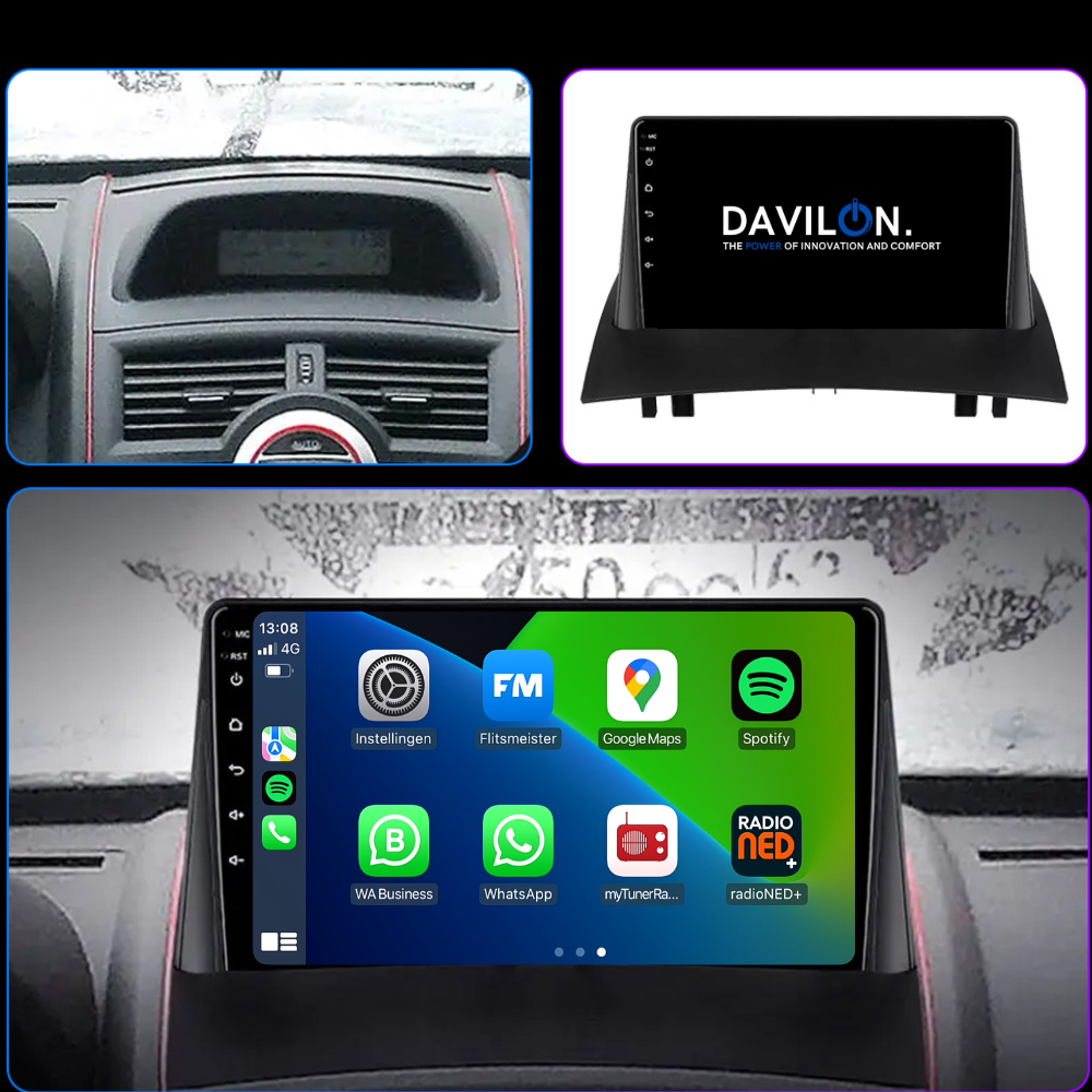 Renault Mégane 2 | Androide 13 | Radio de coche | 2003 a 2008 | CarPlay y Android Auto