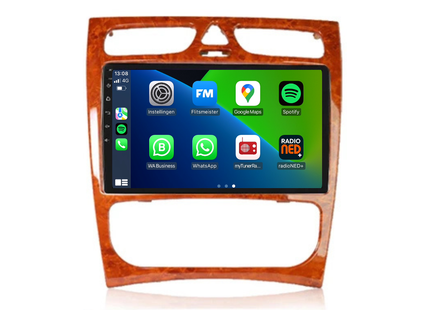 Mercedes C-Klasse W203 | Android 13 | Autoradio | 2000 t/m 2004 | Carplay & Android Auto | Houtpaneel