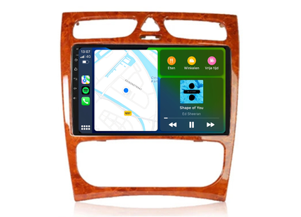 Mercedes C-Klasse W203 | Android 13 | Autoradio | 2000 t/m 2004 | Carplay & Android Auto | Houtpaneel