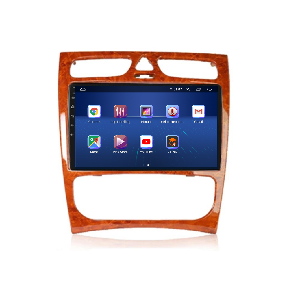 Mercedes Clase C W203 | Androide 13 | Radio de coche | 2000 a 2004 | Carplay y Android Auto | Panel de madera