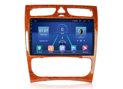 Mercedes C-Klasse W203 | Android 13 | Autoradio | 2000 t/m 2004 | Carplay & Android Auto | Houtpaneel