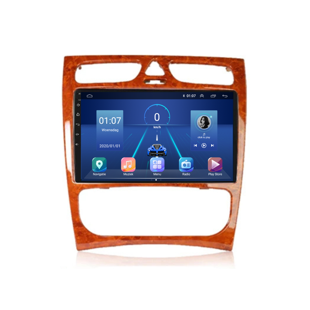 Mercedes Clase C W203 | Androide 13 | Radio de coche | 2000 a 2004 | Carplay y Android Auto | Panel de madera