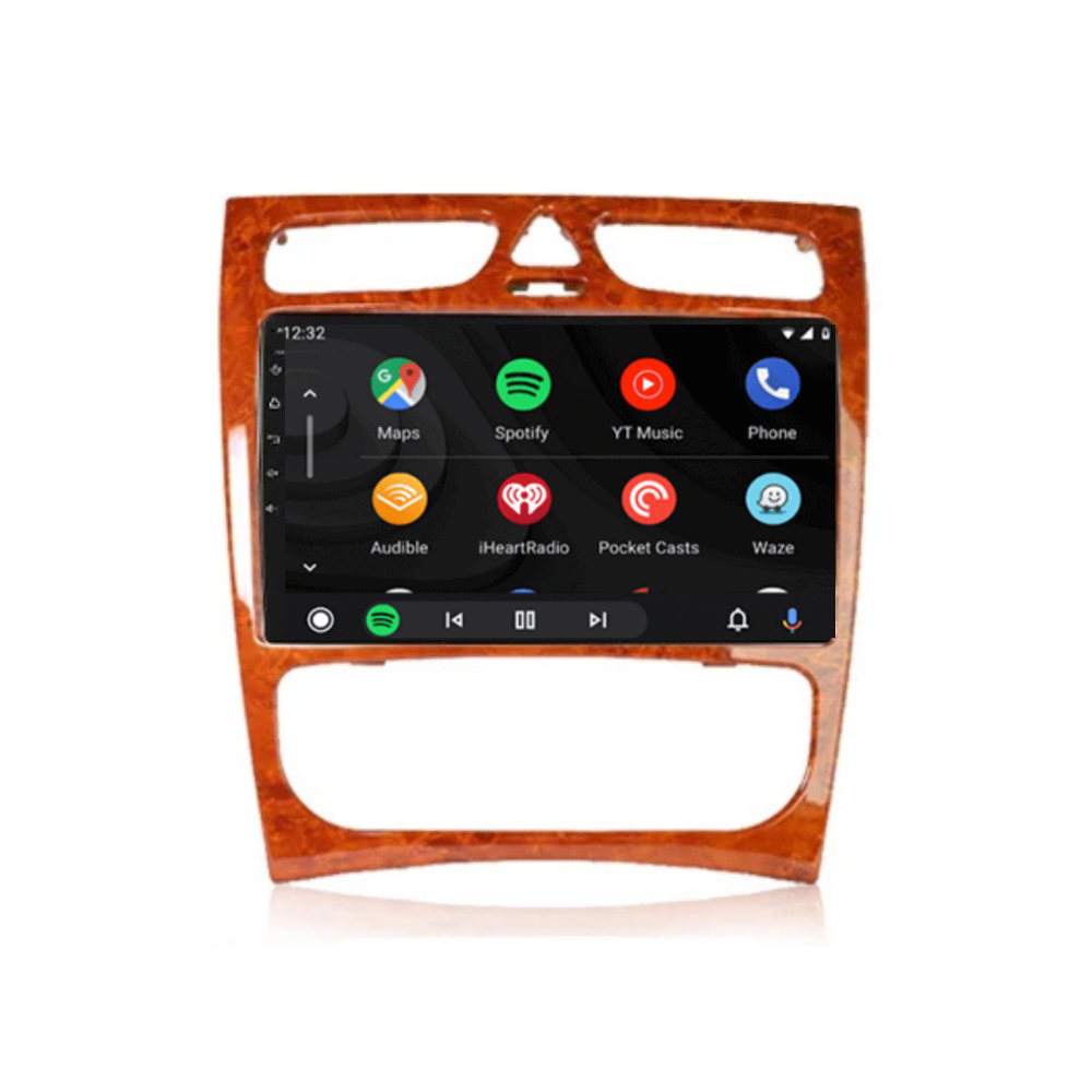 Mercedes Clase C W203 | Androide 13 | Radio de coche | 2000 a 2004 | Carplay y Android Auto | Panel de madera