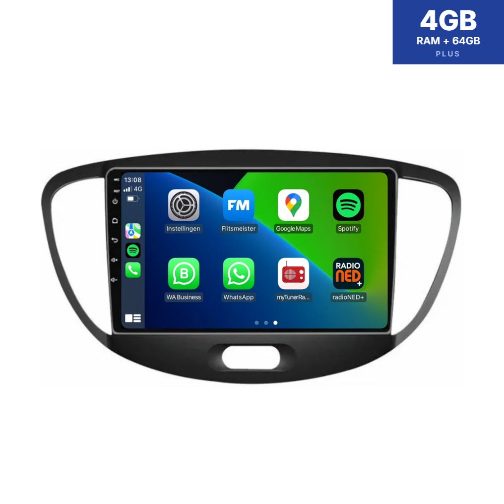 Hyundai i10 CarPlay y Android Auto autorradio | 2008–2013 | Android 13 | Davilon