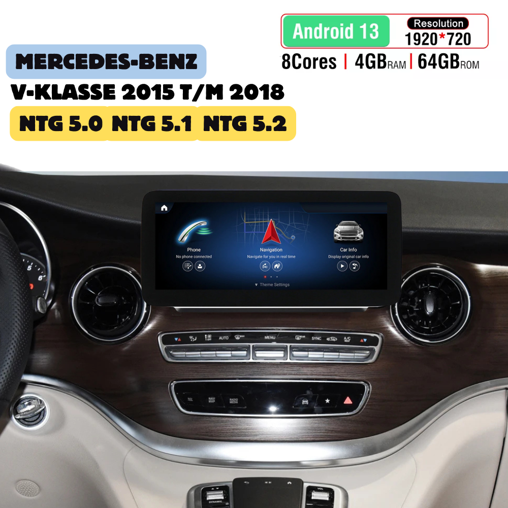 Radio de coche Mercedes Clase V CarPlay 2015 a 2018 | Android Auto | NTG 5.0