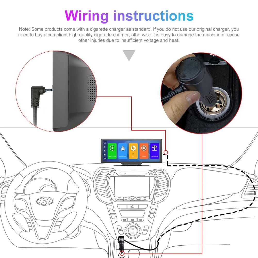 Apple CarPlay 10 inch scherm met dashcam en achteruitrijcamera