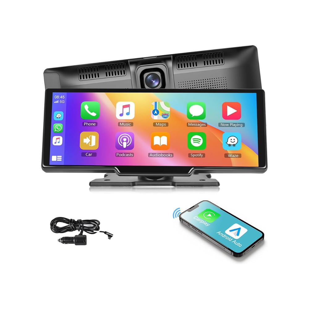 Apple CarPlay 10 inch scherm met dashcam en achteruitrijcamera