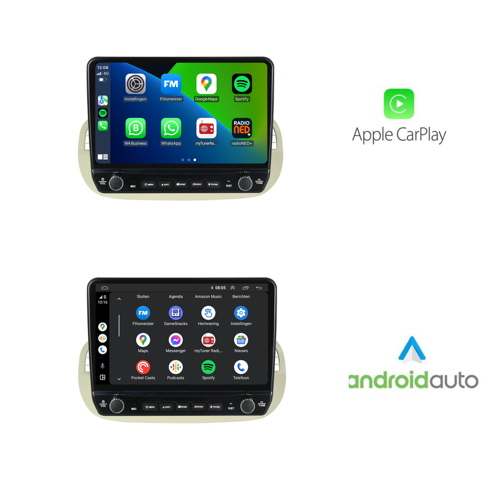 Fiat 500 Android Autoradio beige | Elegant design | CarPlay