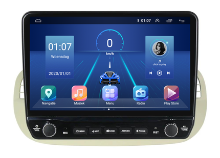 Fiat 500 Android Autoradio beige | Elegant design | CarPlay