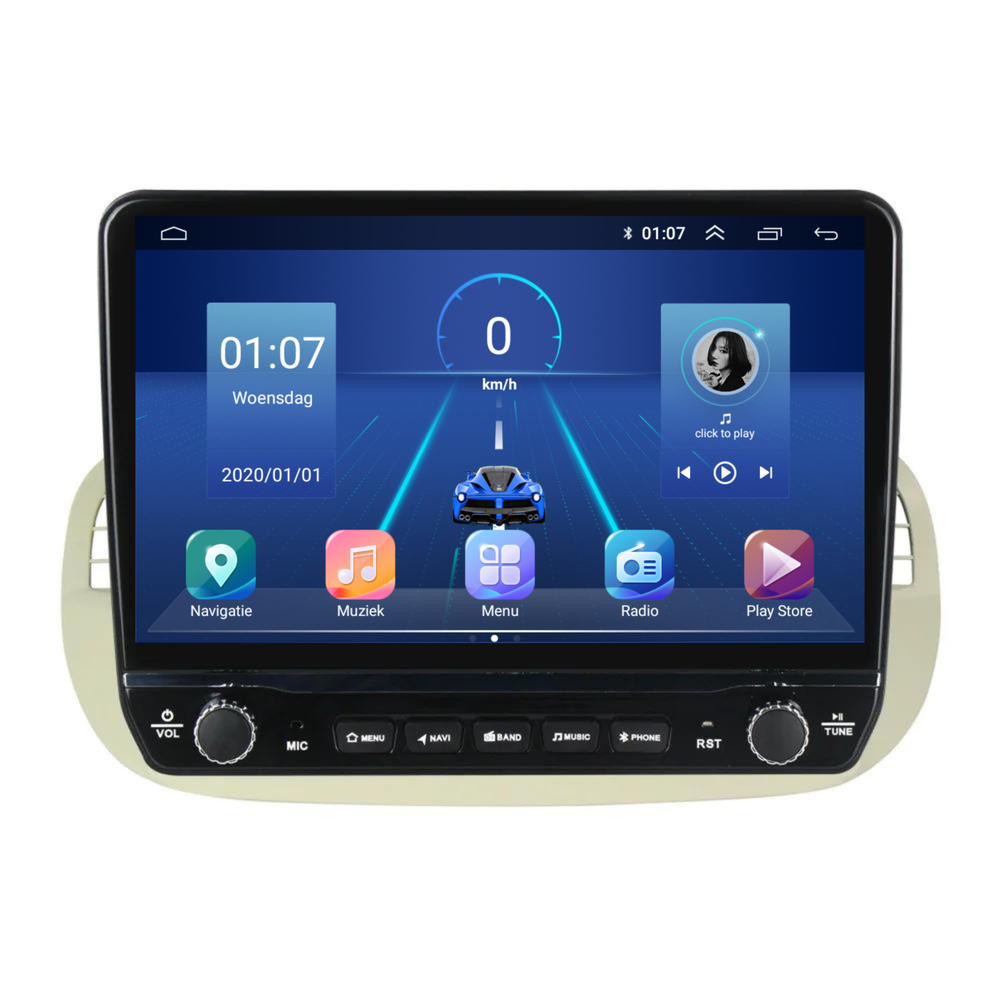Fiat 500 Android Autoradio beige | Elegant design | CarPlay