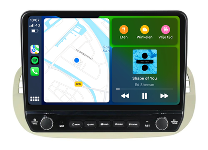 Fiat 500 Android Autoradio beige | Elegant design | CarPlay