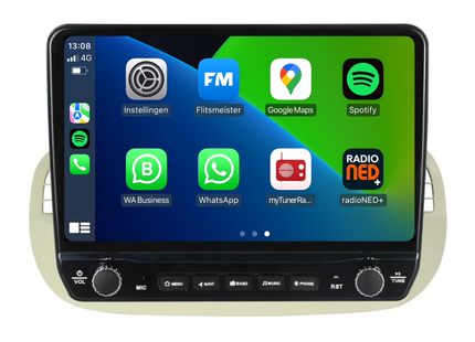 Fiat 500 Android Autoradio beige | Elegant design | CarPlay