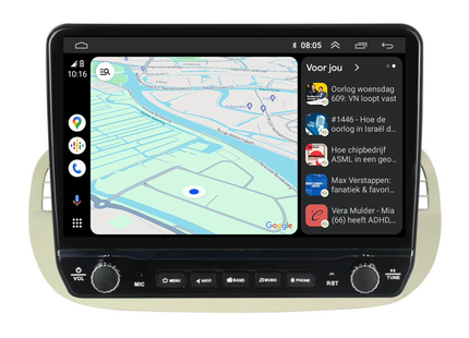 Fiat 500 Android Autoradio beige | Elegant design | CarPlay