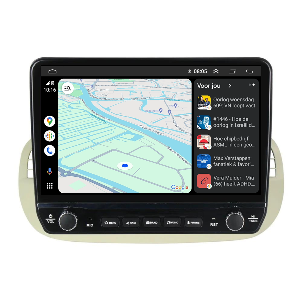 Fiat 500 Android Autoradio beige | Elegant design | CarPlay