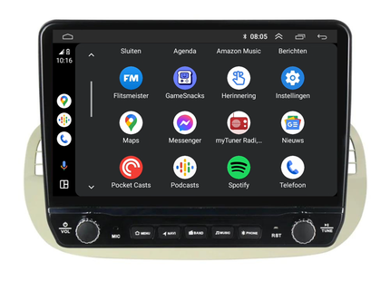 Fiat 500 Android Autoradio beige | Elegant design | CarPlay