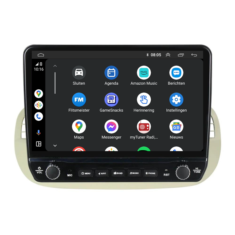 Fiat 500 Android Autoradio beige | Elegant design | CarPlay