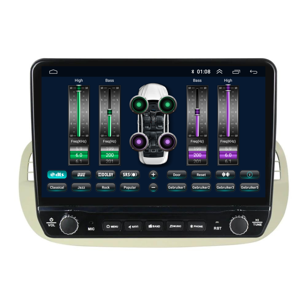 Fiat 500 Android Autoradio beige | Elegant design | CarPlay