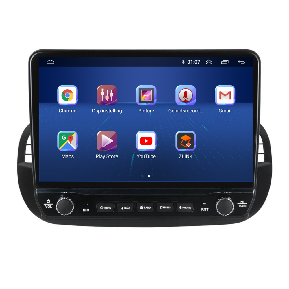 Fiat 500 Android Autoradio zwart | Elegant design | CarPlay