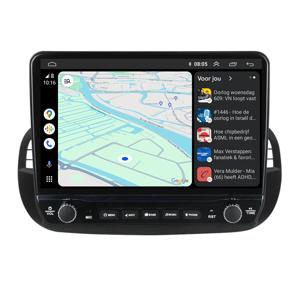 Fiat 500 Android Autoradio zwart | Elegant design | CarPlay