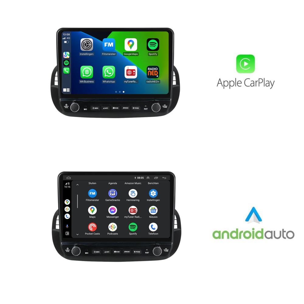 Fiat 500 Android Autoradio zwart | Elegant design | CarPlay