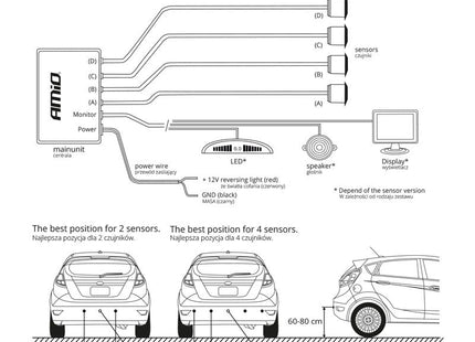 Parkeersensoren | 8 zwarte sensoren | AMiO