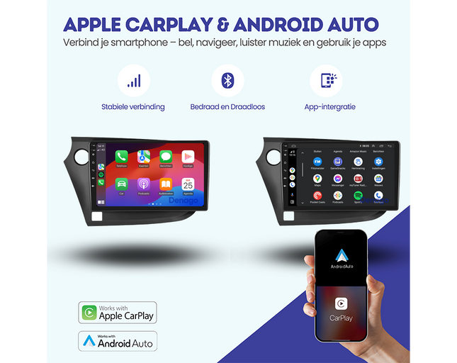 Honda Insight CarPlay autoradio | 2009 t/m 2014 | Denago DNG-A341 | 9 inch | Android 13 | Draadloos CarPlay & Android Auto