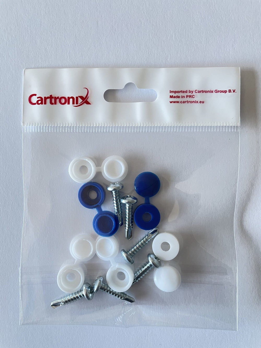 Kentekenplaat schroeven met dop | Wit & Blauw | 6 stuks
