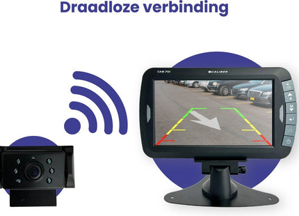 Caliber draadloze achteruitrijcamera - 7 Inch Scherm - Nachtzicht - Waterbestendig