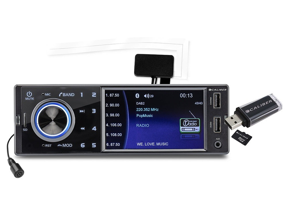 Radio de coche Calibre - Bluetooth - 2x USB, SD, AUX, FM - 1 DIN