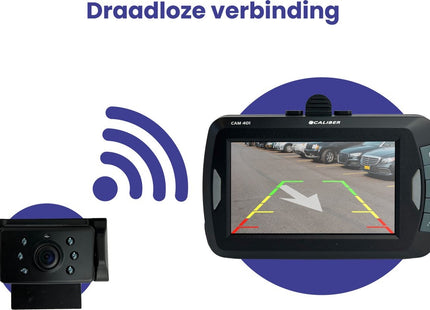 Caliber draadloze achteruitrijcamera - 4,3 Inch Scherm - Nachtzicht - Waterbestendig