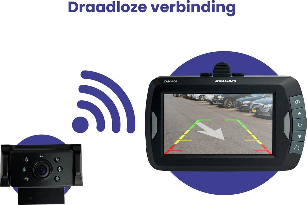 Caliber draadloze achteruitrijcamera 4,3 inch met nachtzicht