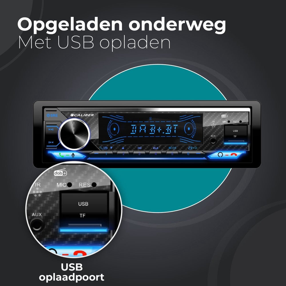 Caliber Car radio - Bluetooth - USB, SD, AUX, FM - Hands-free calling - DAB+ - 4 x 100W - Multicolour Display