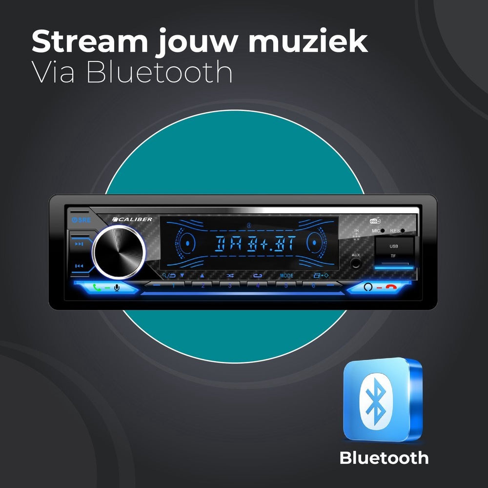 Caliber Car radio - Bluetooth - USB, SD, AUX, FM - Hands-free calling - DAB+ - 4 x 100W - Multicolour Display
