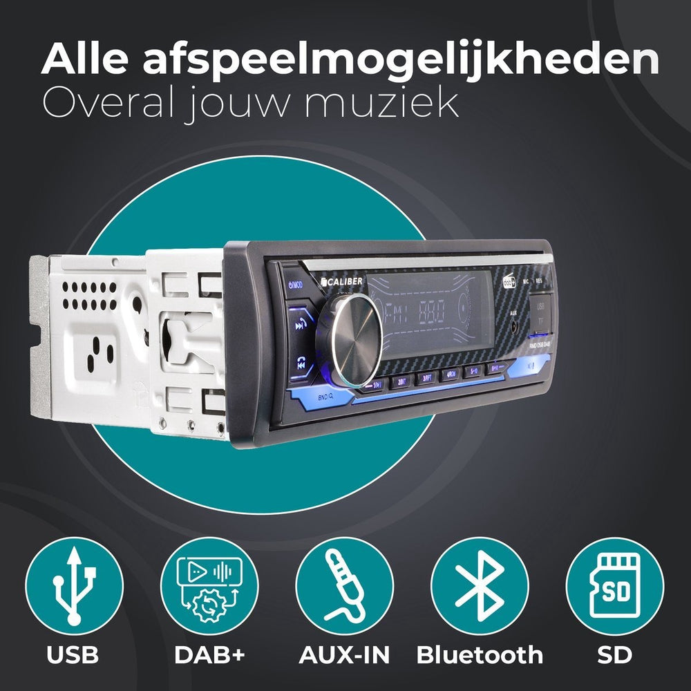 Caliber Car radio - Bluetooth - USB, SD, AUX, FM - Hands-free calling - DAB+ - 4 x 100W - Multicolour Display