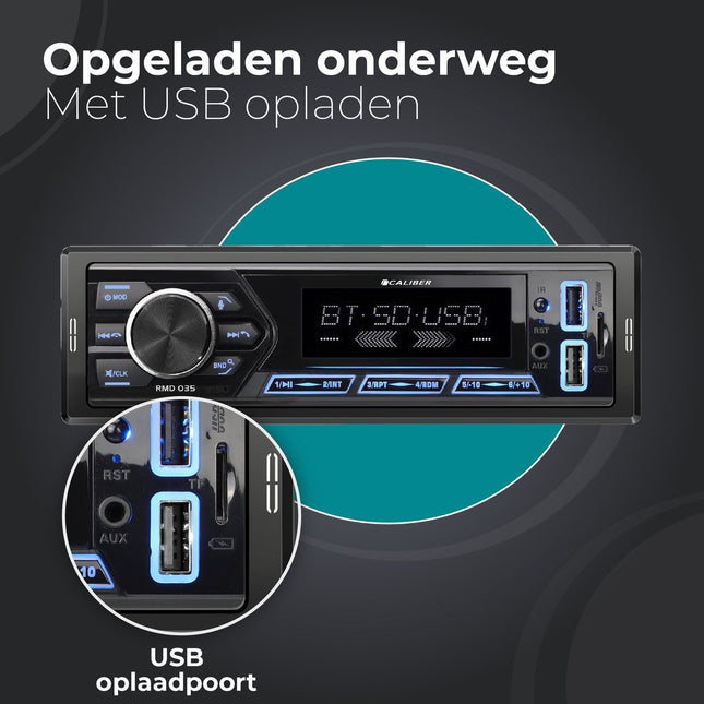 Caliber 1-din Autoradio- Bluetooth - USB, SD, AUX, FM - Handsfree bellen - 4 x 55 Watt