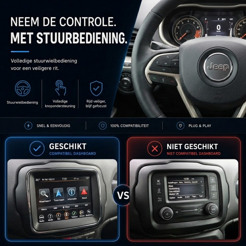 Jeep Renegade | 2014 a 2018 | <tc>CarPlay</tc> & <tc>Android Auto</tc> Caja | Harman
