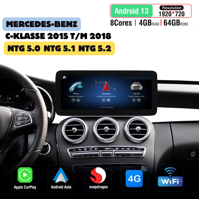 Mercedes C-Klasse CarPlay Autoradio 2015 t/m 2018 | Android Auto  | NTG 5.0