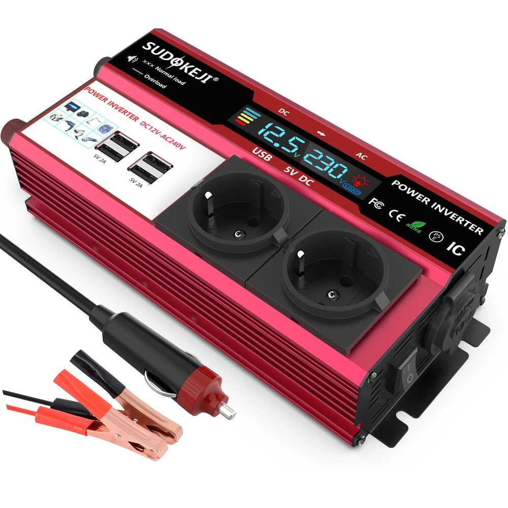 Omvormer 4000W – 12V naar 230V | Compact & Lichtgewicht | Voor Auto, Camper of Boot