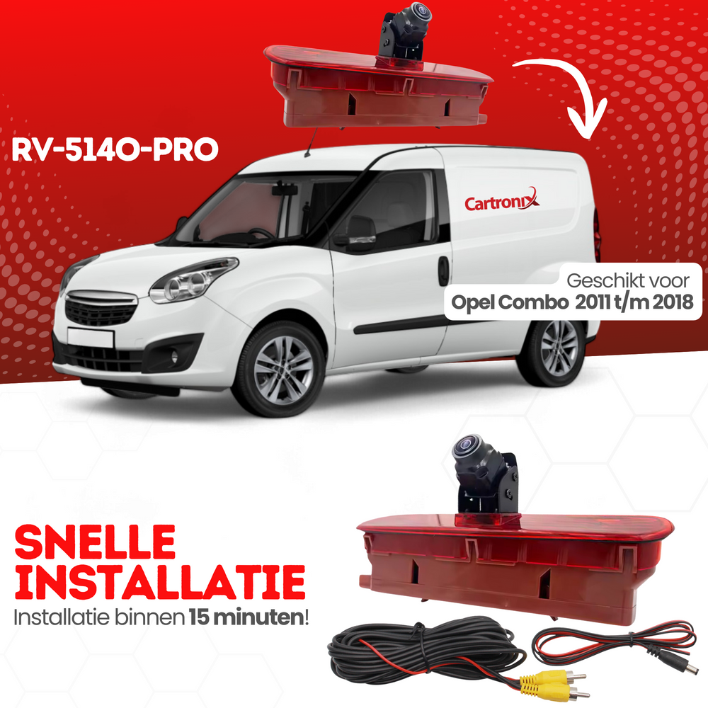 Opel Combo Tercera luz de freno Cámara de marcha atrás | 2011 a 2018 | Visión nocturna | Imagen HD